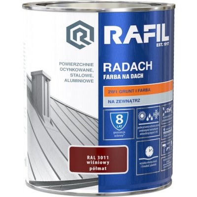 Barva pro plechové střechy RAFIL třešňová. RAL 3011 polomat pro okapy, 0,75L – Hledejceny.cz
