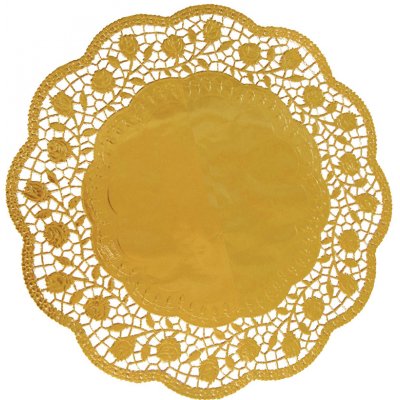 WIMEX Dekorativní krajka (PAP/ALU) kulatá zlatá Ø30cm [4 ks]