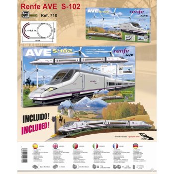 Vysokorychlostní vlak Renfe Aves-102 s diorámatem krajiny