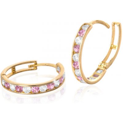 Gemmax Jewelry zlaté kroužky s růžovými zirkony GLEYR1823