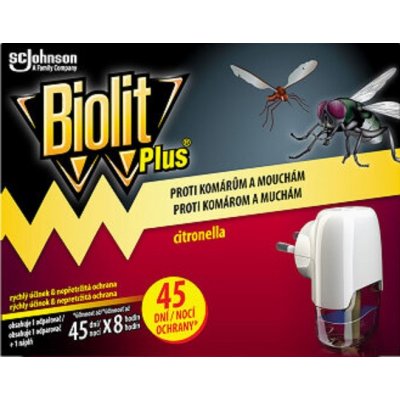Biolit Plus Elektrický odpařovač s vůní citronelly proti komárům a mouchám 45 nocí strojek + náplň 31 ml