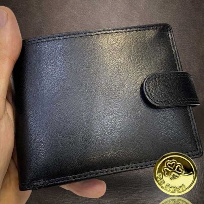 Černá pánská kožená ROYAL LEATHER s monogramem a zapínáním – Zbozi.Blesk.cz