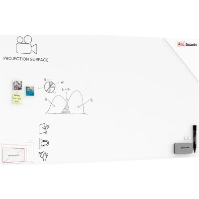 Allboards TSO Skleněná projekční magnetická matná tabule 220 x 120 cm – Zboží Dáma