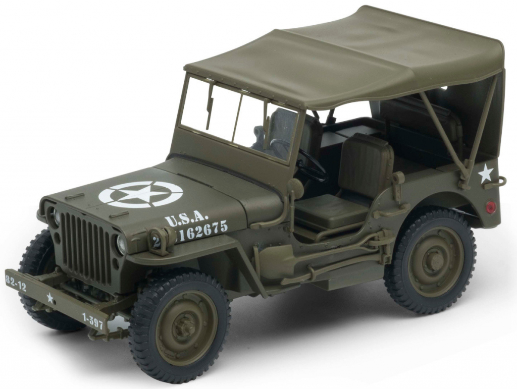 Welly Jeep Willys matná olivová U.S. Army 1:18