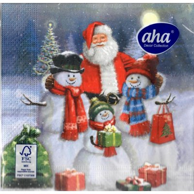 Aha Papírové ubrousky 3V 20 ks Vánoční santa a sněhuláci 33x33cm – Zboží Mobilmania