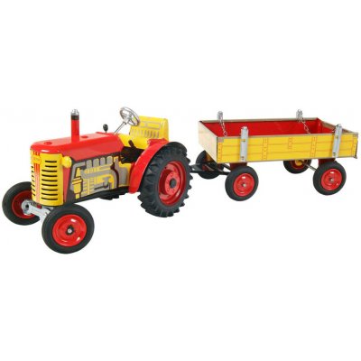 KOVAP Traktor Zetor retro modelplechový Červený na klíček Kov 0395 340395crv 1:25 – Zboží Mobilmania
