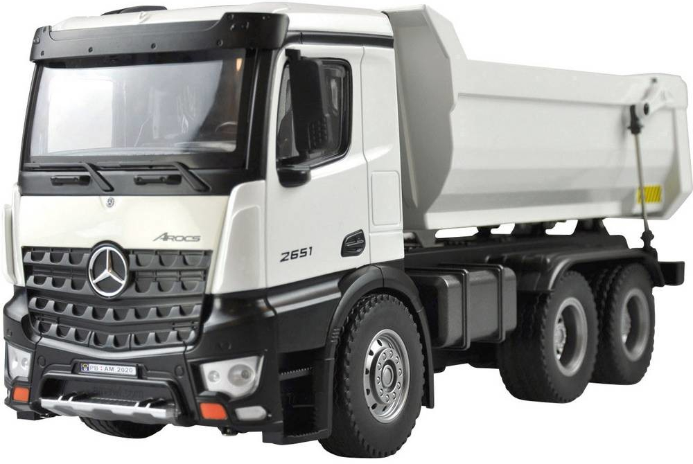 Amewi Mercedes-Benz Arocs profesionální celokovový proporcionální sklápěč nosnost 3,5 kg bílá RTR 1:14