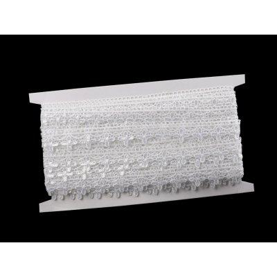 Vzdušná krajka s mini flitry šíře 22 mm Varianta: 2 Off White čtyřlístek, Balení: 1 m – Zboží Dáma