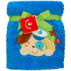 Dětská deka Bobobaby Deka dětská do postýlky z mikroplyše s 3D aplikací modrý pejsek