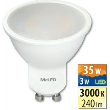 McLED LED žárovka 3W 240lm 3000K Teplá bílá 100° GU10