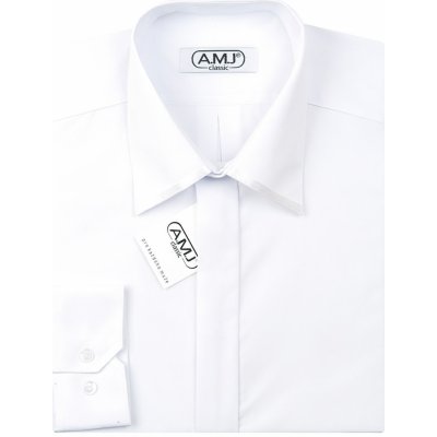 AMJ pánská luxusní košile dlouhý rukáv zdobený límec bílá JDA018SAT – Zboží Mobilmania