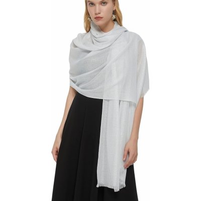 Classic Scarf viskózová šála se stříbrnou nití bílá – Zboží Mobilmania