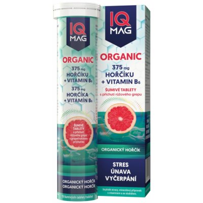IQ Mag ORGANIC Hořčík 375 mg + vitamín B6 13 šumivých tablet – Hledejceny.cz
