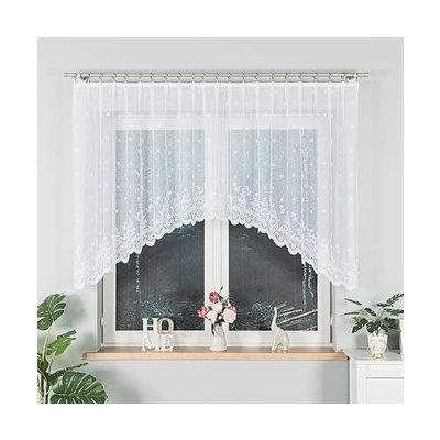 Dekorační oblouková krátká záclona na žabky KAROLINA 120 bílá 300x120 cm MyBestHome – Hledejceny.cz