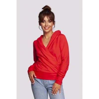 B246 Zavinovací svetr s kapucí Červená – Zboží Mobilmania