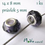 Korálek skleněný s šir. průvlek. 1 kus, fialový – Sleviste.cz