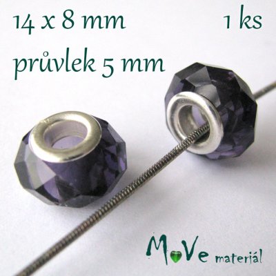 Korálek skleněný s šir. průvlek. 1 kus, fialový – Sleviste.cz