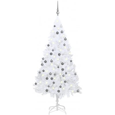 Nabytek XL Umělý vánoční stromek s LED a sadou koulí bílý 150 cm PVC – Zboží Mobilmania