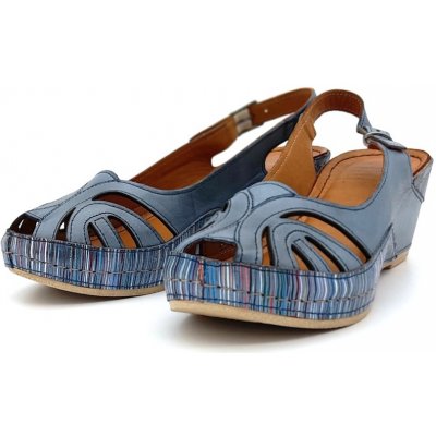 Dámské kožené sandále 1526 535/565 modré Iberius Modrá, – Zboží Mobilmania