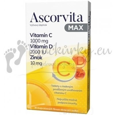 ASCORVITA MAX tablet vitamín C D a zinek 30 ks – Zbozi.Blesk.cz