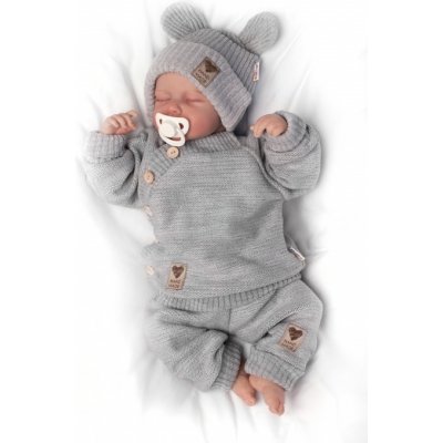 Baby Nellys Pletené kojenecké kalhoty Hand Made šedé – Zboží Dáma
