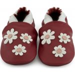 Carozoo Kožené capáčky s gumovou podrážkou kopretiny Růžová – Zboží Dáma