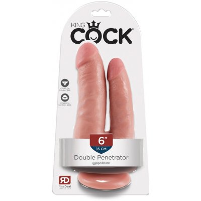 King Cock Double Penetrator realistické dvojité dildo prírodné – Sleviste.cz