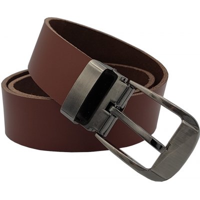 Opaskujse kožený opasek hnědá kůže spona hranatá leštěná kovová – Hledejceny.cz