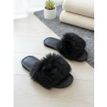 Huňaté papuče Model 55 s kožešinou černé – Sleviste.cz