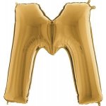 Písmena M zlaté balónek 81 cm x 83 cm – Zboží Dáma