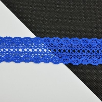 Prima-obchod Bavlněná krajka šíře 38 mm paličkovaná, barva Modrá – Zboží Dáma
