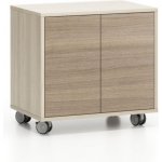 Plan Pojízdná skříňka na kolečkách s dveřmi LAYERS, krátká, 600 x 400 x 575, dub přírodní / dub mořený – Sleviste.cz