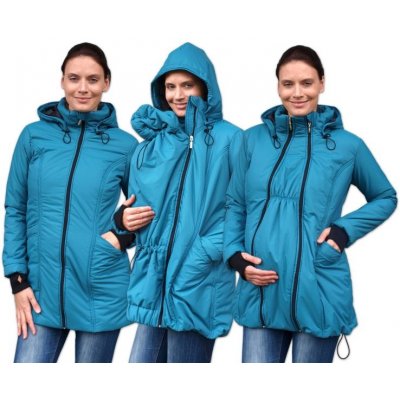 Jožánek Zora zimní vyteplená bunda pro těhotné a nosící ženy petrolejová – Zboží Mobilmania