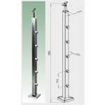 JAP Nerezový sloupek hranatý ke kotvení ze shora pro nerezový prut hranatý, AISI 304 – Zboží Mobilmania