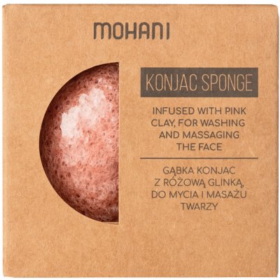Mohani Konjac Sponge mycí konjaková houbička s růžovým jílem
