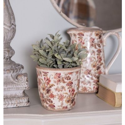 Clayre & Eef Clayre & Eef Béžový keramický džbán s květy Flovia M - 16*12*18 cm – Hledejceny.cz