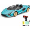 RC model Siva RC auto Lamborghini Sian modrá metalíza ,100% RTR LED světla 1:24