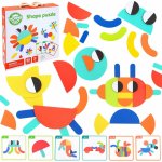Montessori WOOPIE GREEN Dřevěné puzzle 40 rekonstrukčních vzorů 55 ks certifikát FSC – Sleviste.cz