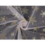 Organza s glitrovými vločkami Varianta: 2 bílá zlatá, Balení: 1 m – Hledejceny.cz