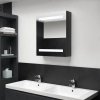 Koupelnový nábytek Nábytek XL LED koupelnová skříňka se zrcadlem zářivě černá 50 x 14 x 60 cm