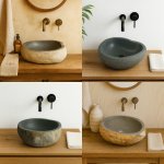 Umyvadlo z říčního kamene Ø 30–35 cm, přírodní kámen – Zboží Mobilmania