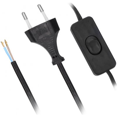 Solight flexo šňůra, 2x 0,75mm2, černá, plochá, vypínač, 3m PF18 – Sleviste.cz