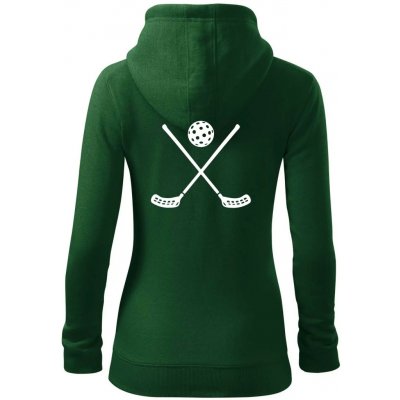 Florbalové hokejky dámská mikina trendy zipper s kapucí Lahvově zelená – Hledejceny.cz