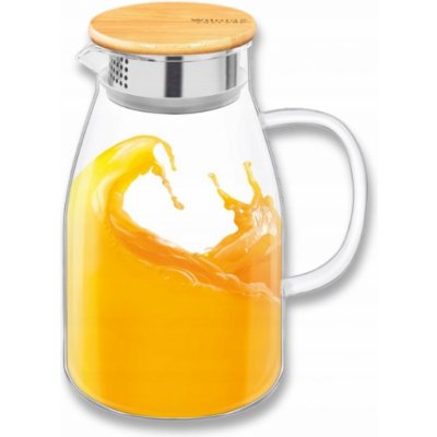 Wilmax Skleněný džbán na nápoje s bambusovým víkem 1,9 l – Zboží Dáma
