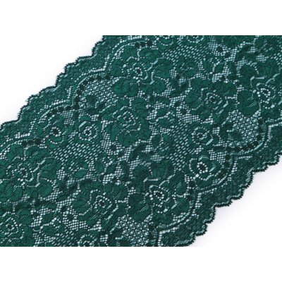 Stoklasa Elastická krajka / vsadka / běhoun šíře 18 cm Balení: 1 m, Varianta: 3 zelená lahvová 3 zelená lahvová – Zboží Dáma