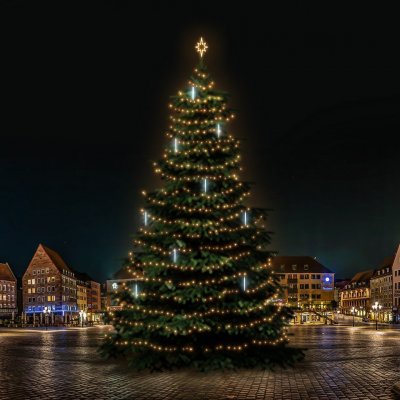DECOLED LED světelná sada na vánoční stromy vysoké 21-23 m teplá bílá s padajícím sněhem – Hledejceny.cz
