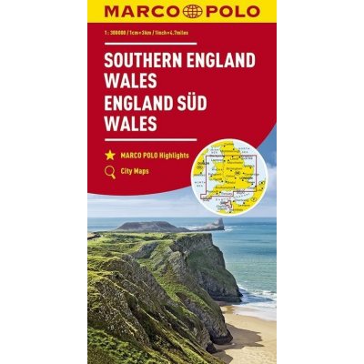 MARCO POLO Karte Großbritannien England Süd Wales 1:300 000. Angleterre du Sud Pays de Galles / Southern England Wales