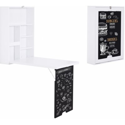 HOMCOM Nástěnný sklápěcí stůl černo-bílý, 60 x 94,5 x 147 cm – Zboží Mobilmania