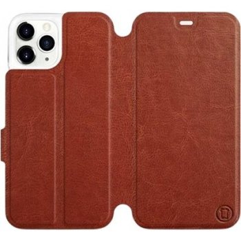 Pouzdro Mobiwear Parádní flip Apple iPhone 11 Pro v provedení C_BRS Brown&Gray s šedým vnitřkem