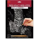 Škrabací obrázek stříbrný 20x25 cm Kočka s koťaty – Zbozi.Blesk.cz
